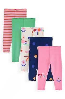 NEXT NEXT Kids' Rib 5-Pack Print Leggings