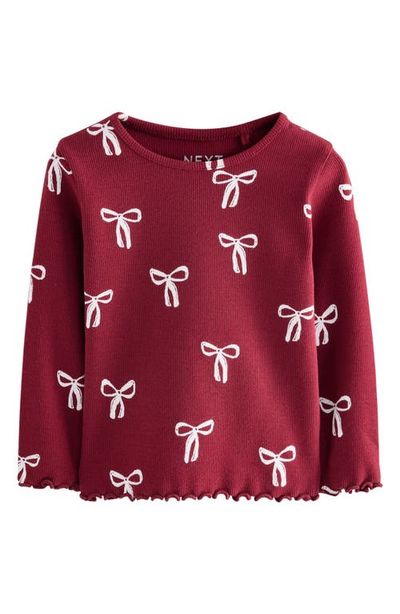NEXT NEXT Kids' Ribbon Print Cotton Rib T-Shirt