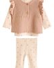 NEXT NEXT Kids' Ruffle Vest, Rib T-Shirt & Leggings Set - 1
