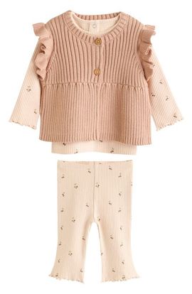 NEXT NEXT Kids' Ruffle Vest, Rib T-Shirt & Leggings Set