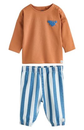NEXT NEXT Kids' Slogan Long Sleeve Graphic T-Shirt & Stripe Jeans Set