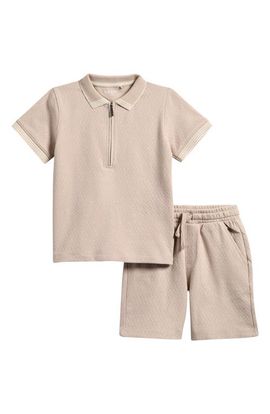 NEXT NEXT Kids' Stretch Cotton Quarter Zip Polo & Shorts Set