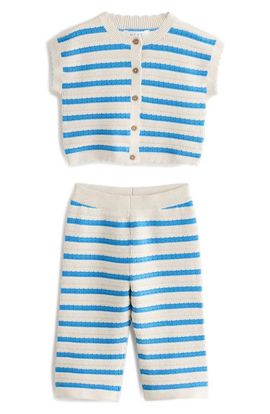 NEXT NEXT Kids' Stripe Short Sleeve Cotton Cardigan & Pants Set