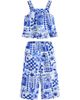NEXT NEXT Kids' Tile Print Cotton Tank & Wide Leg Pants Set - 1