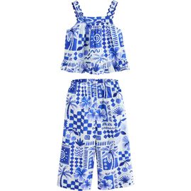 NEXT NEXT Kids' Tile Print Cotton Tank & Wide Leg Pants Set