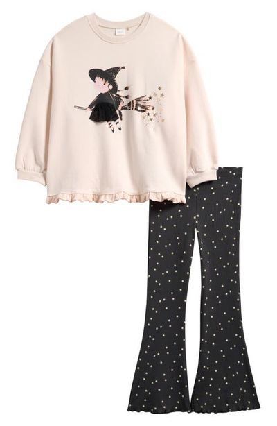 NEXT NEXT Kids' Witch Halloween Graphic Sweatshirt & Flare Leggings Set
