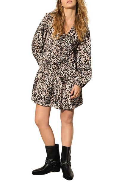 NEXT NEXT Long Sleeve Leopard Print Minidress
