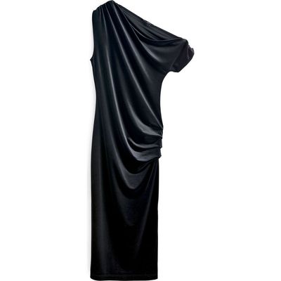 NEXT NEXT One-Shoulder Velvet Cocktail Dress
