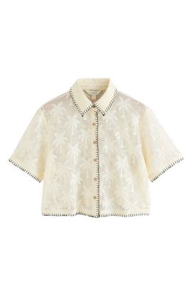 NEXT NEXT Palm Jacquard Mesh Button-Up Shirt