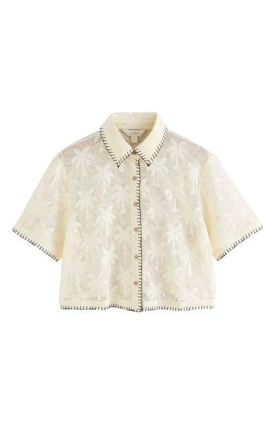 NEXT NEXT Palm Jacquard Mesh Button-Up Shirt