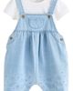 NEXT NEXT Pointelle T-Shirt & Eyelet Denim Overalls Set - 1