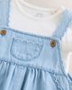 NEXT NEXT Pointelle T-Shirt & Eyelet Denim Overalls Set - 3