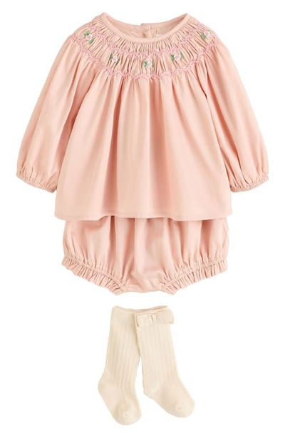 NEXT NEXT Smocked Blouse, Shorts & Socks 3-Piece Set