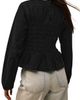 NEXT NEXT Smocked Peplum Cotton Denim Top - 2