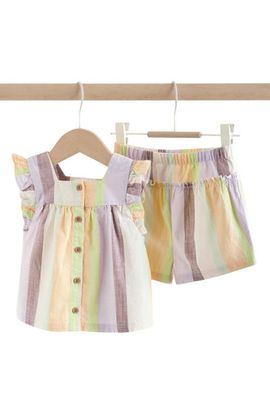 NEXT NEXT Stripe Frill Top & Shorts Set