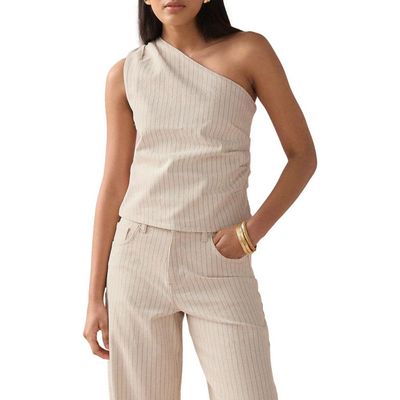NEXT NEXT Stripe One-Shoulder Denim Top