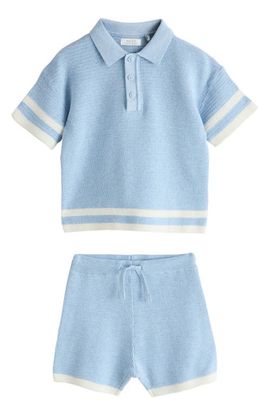NEXT NEXT Stripe Polo Sweater & Shorts Set