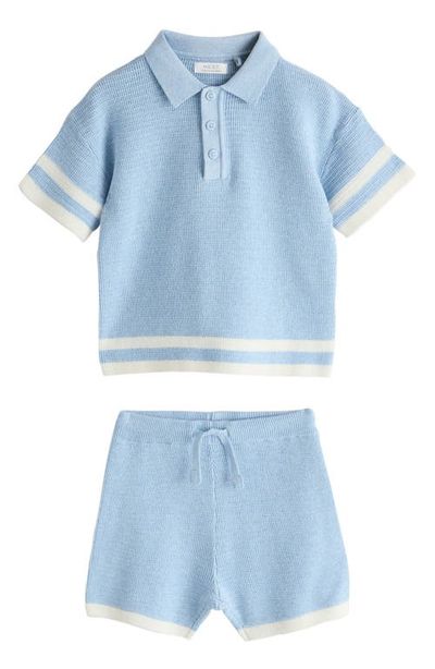 NEXT NEXT Stripe Polo Sweater & Shorts Set