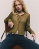 NEXT NEXT Wavy Pintuck Pleat Mesh Button-Up Top - 4