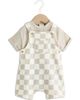 NEXT NEXT Wobbling Checkerboard Knit Overalls & Bodysuit Set - 1