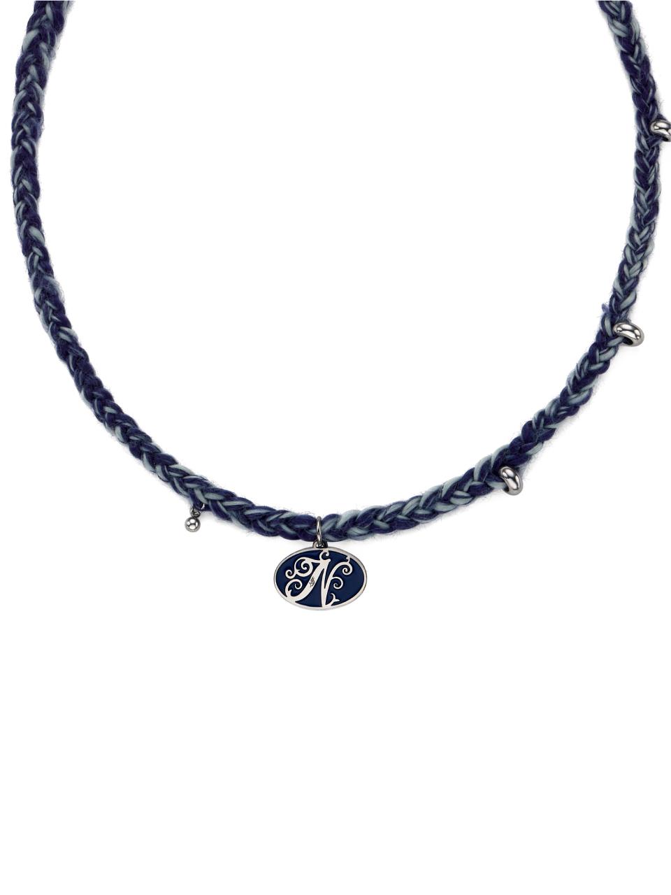 nff braided charm necklace - blue