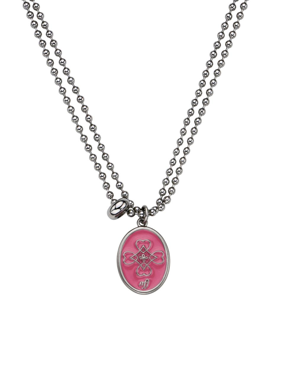 nff knit love necklace - pink