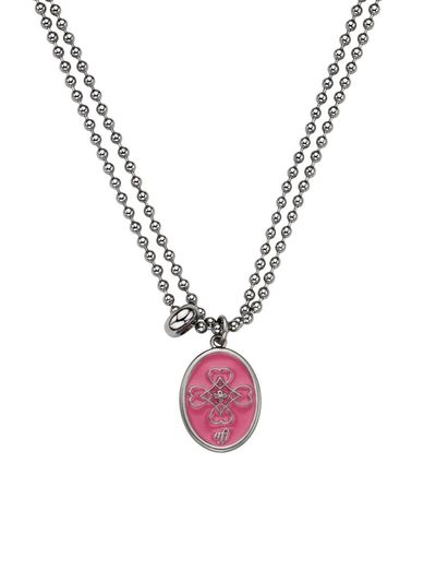 nff knit love necklace - pink