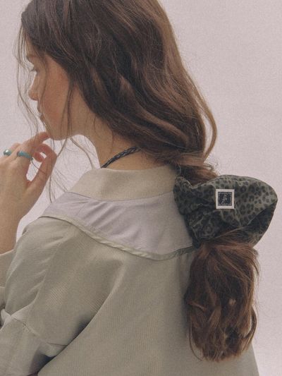 nff leopard scrunchie big - khaki