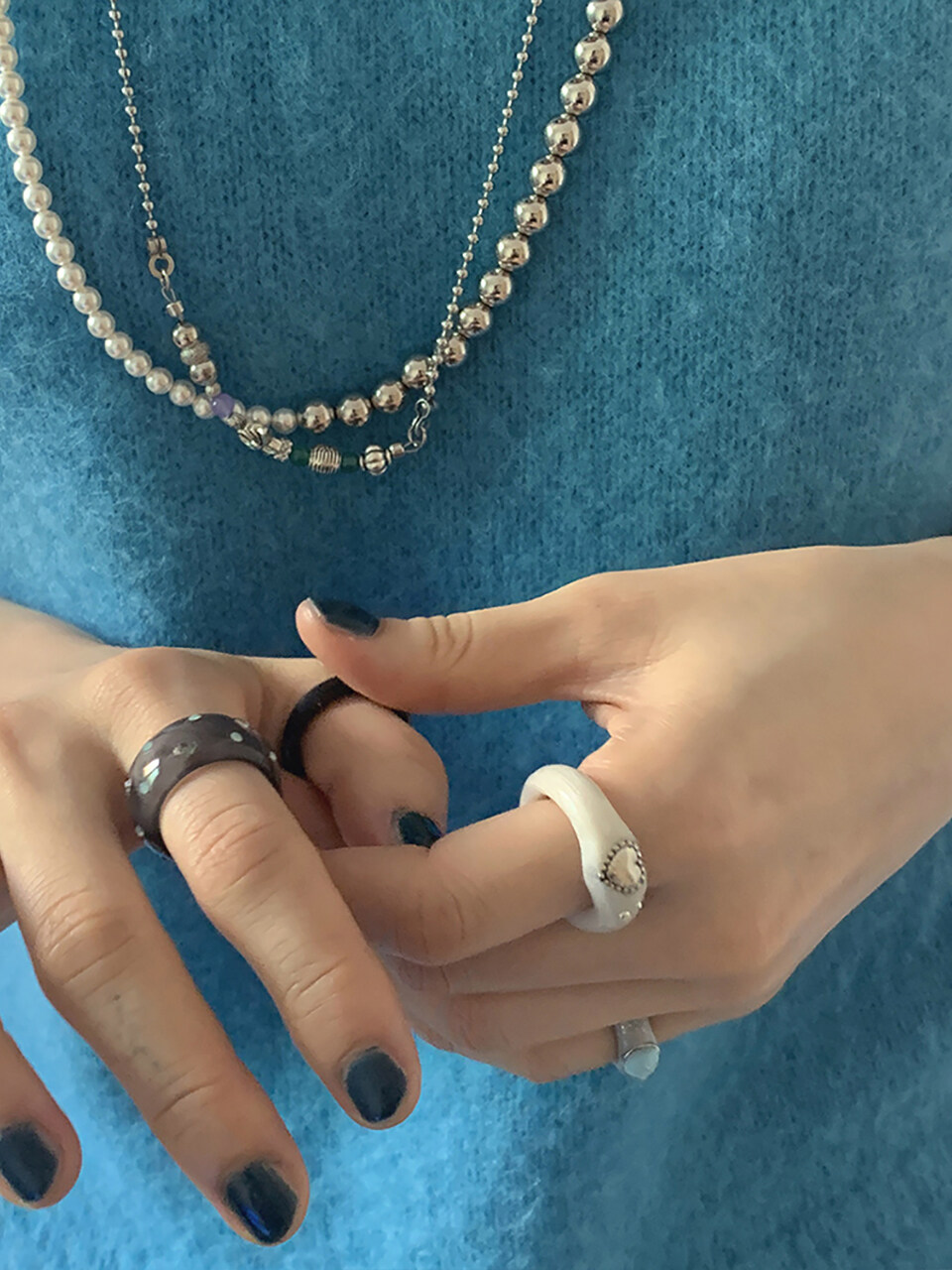 nff White Heart Motif Ring
