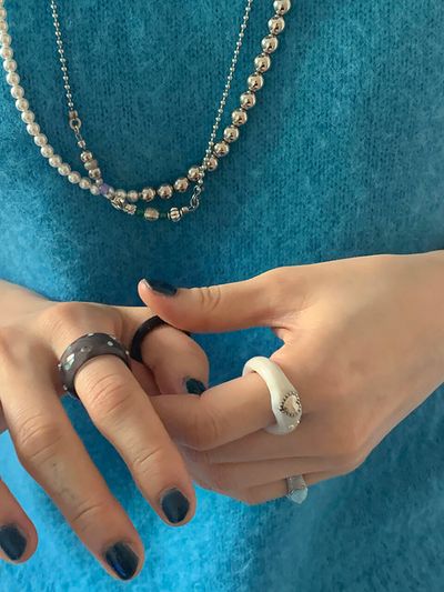 nff White Heart Motif Ring