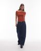 Nia NIA Annemarie off the shoulder knit sweater in rust-Orange - 2