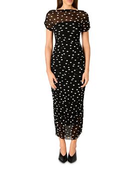 Nia Nia Aria Printed Ruched Midi Dress