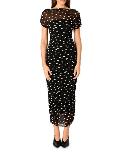 Nia Nia Aria Printed Ruched Midi Dress
