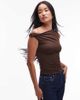 Nia NIA Fraise slinky twist off the shoulder top in espresso-Brown - 1