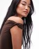 Nia NIA Fraise slinky twist off the shoulder top in espresso-Brown - 4