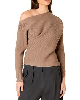 Nia Nia Frances Ottoman Rib One Shoulder Sweater