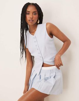 Nia Nia johanna button up vest top in sky-Blue