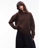 Nia NIA Marlowe long sleeve collared sweater in brown - 1