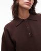 Nia NIA Marlowe long sleeve collared sweater in brown - 3