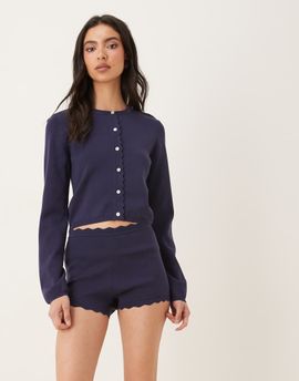 Nia NIA Mazzy knit scallop edged shorts in navy - part of a set