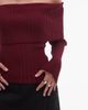 Nia NIA Saffron off shoulder long sleeve sweater in burgundy-Red - 2