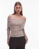 Nia NIA Saffron off shoulder long sleeve sweater in oat-Neutral - 1