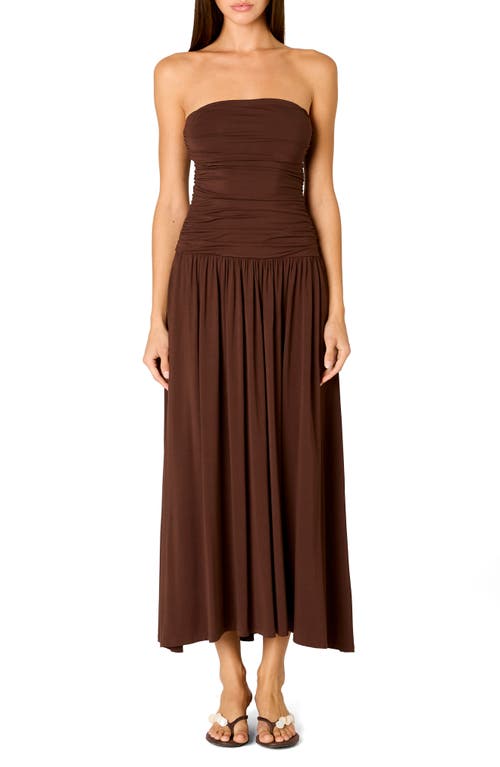 Nia Nia Santal Ruched Strapless Midi Dress