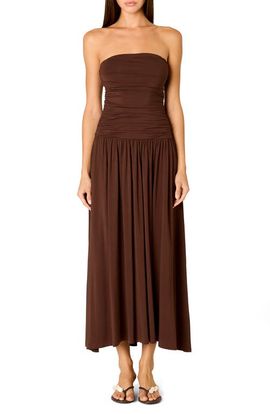 Nia Nia Santal Ruched Strapless Midi Dress
