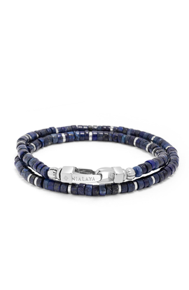 Nialaya Nialaya Blue Lapis Heishi Wrap Bracelet 