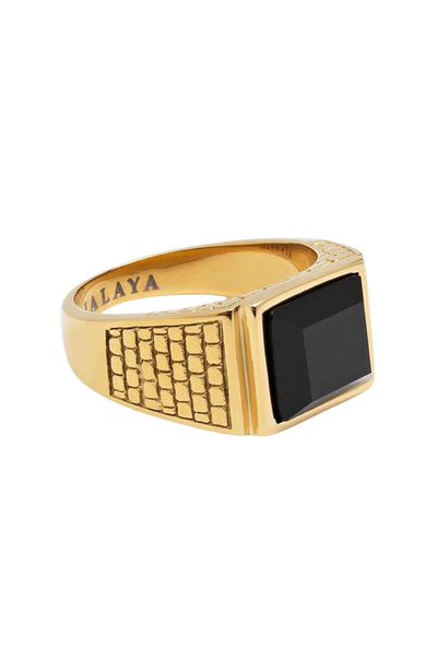 Nialaya Nialaya Brick Signet Ring With Agate