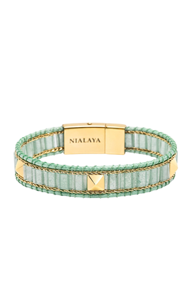 Nialaya Nialaya Green Aventurine Stud Bracelet 