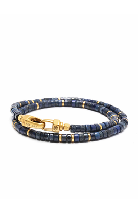 Nialaya Nialaya Lapis Heishi Lock Wrap Bracelet