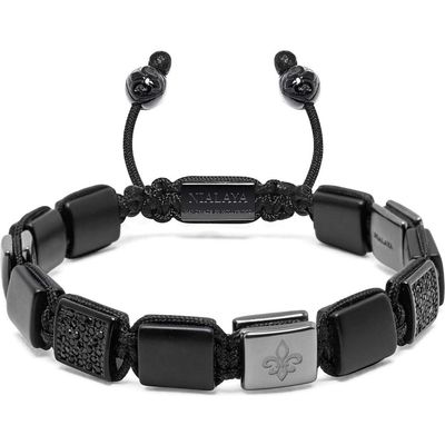 Nialaya Nialaya Matte Onyx Fleur Flatbead Bracelet