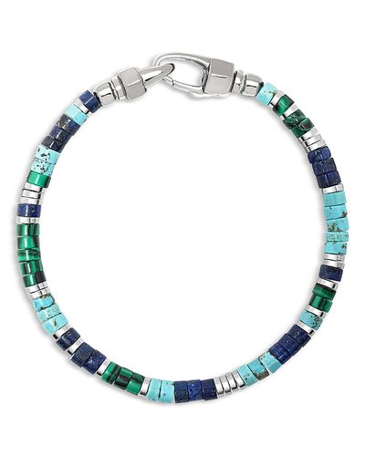Nialaya Nialaya Men's Stainless Steel Multi Gemstone Heishi Bead Bracelet